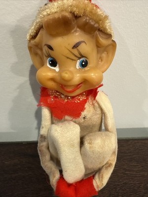 Vintage Christmas Pixie Elf Knee Hugger 1960 s Japan 8 Inch