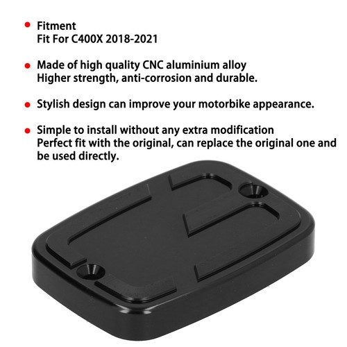 :Black Front Brake Fluid Reservoir Cover Upper Pump Oil Pot Cover Motorcycle - Afbeelding 4 van 24