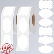 600pc Kraft Paper Stickers Blank Labels White 1.2x2" Craft Jars