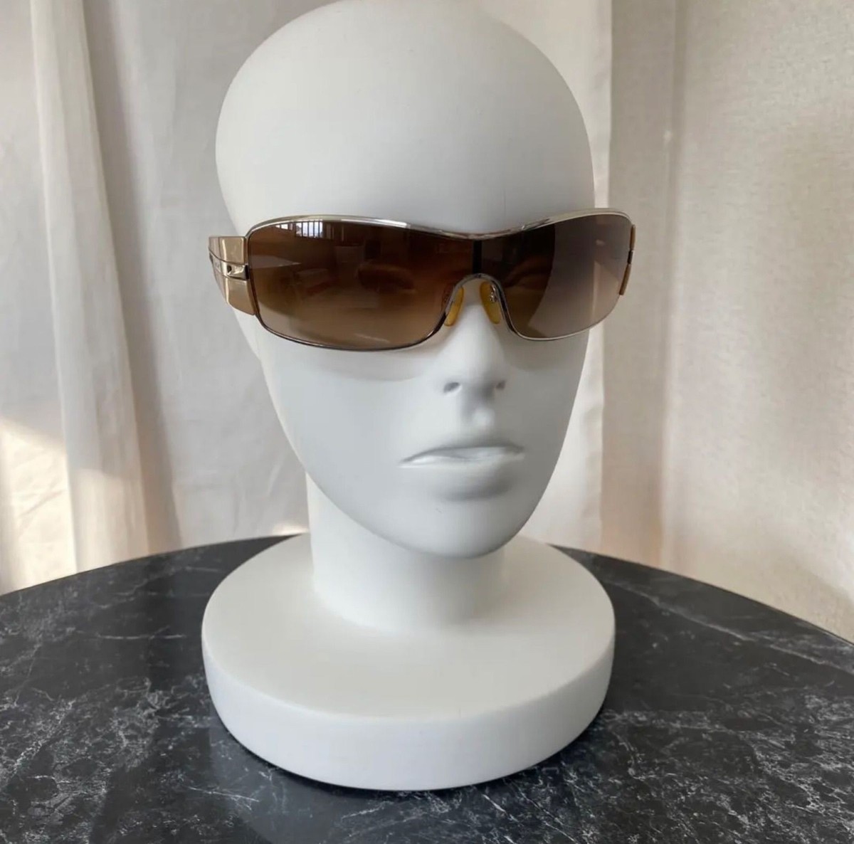 Authentic PRADA SPR 56H Vintage Sunglasses Y2K Wrap CC Silver