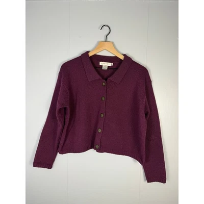 VTG Tweeds Dark Academia Cardigan Sweater Women M Purple Shetland Wool Collared - Image 1 of 4
