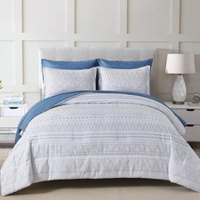 Boho Bed in a Bag Queen,7 Pieces Navy Comforter Set Queen Queen 90   90  Blue