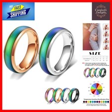 2pcs Stainless Steel Color Changing Mood Rings Couple Fashion Jewelry