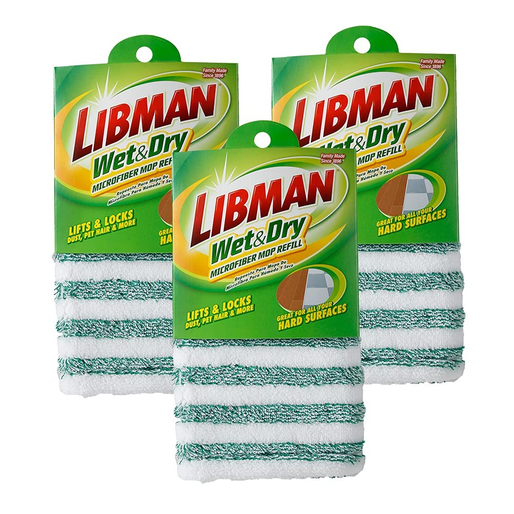 Libman Wet & Dry Microfiber Mop Refills | Dust Mop for Hardw