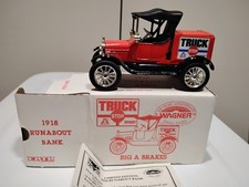 ERTL 1918 FORD RUNABOUT -DIE-CAST METAL DELIVERY CAR BANK 1/25 Big A Brakes