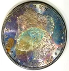 1880-S  Ch Gem BU End Roll Rainbow Toned Obverse Morgan Dollar  Old Collection