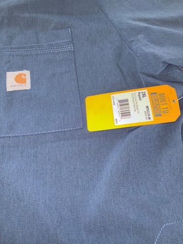 Carhartt Force Blue V-Neck Short Sleeve Vented Scrub Top Mens 2XL XXL force - Picture 4 of 7