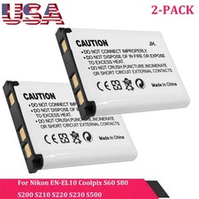 2PCS Replacement EN-EL10 Battery for Nikon Coolpix S60 S80 S200 S220 S230 S500