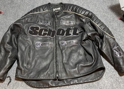 VTG Schott Motorcycle Jacket Mens 6XL Black Preowned Flaws Leather Racing