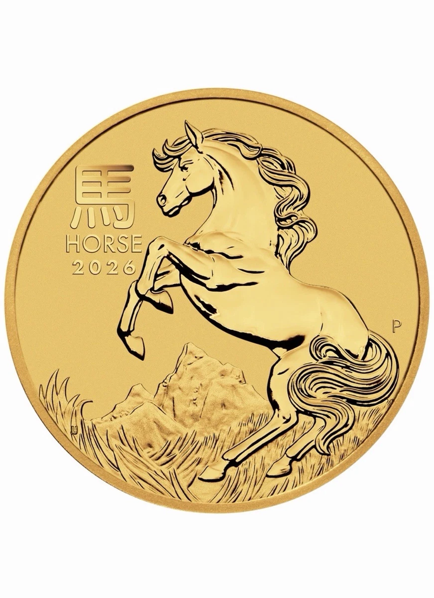 Moneda Oro 1/4 oz Serie Lunar III Australia 25$ Caballo 2026 En Cápsula Original