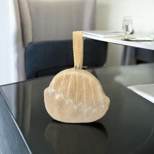 Vintage Beaded Pearl Evening Bag Charlet Bridal Clutch 1950's