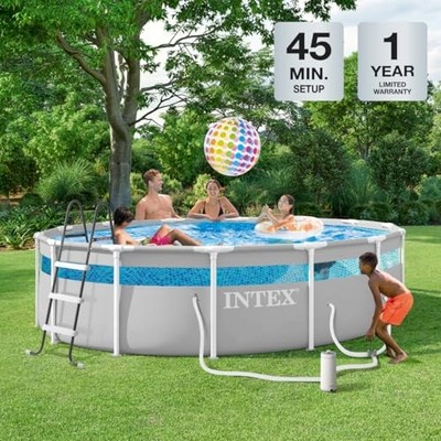 GRAY - INTEX 26721MZ 14FT X 42IN PRISM FRAME CLEARVIEW PREMIUM ABOVE GROUND POOL