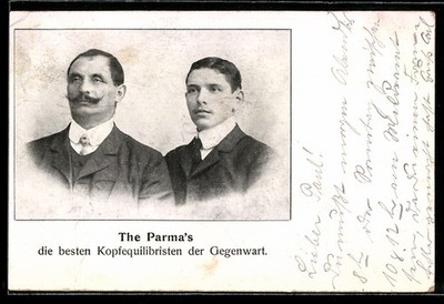 The Parma´s, die besten Kopfequilibristen, Ansichtskarte 1905 