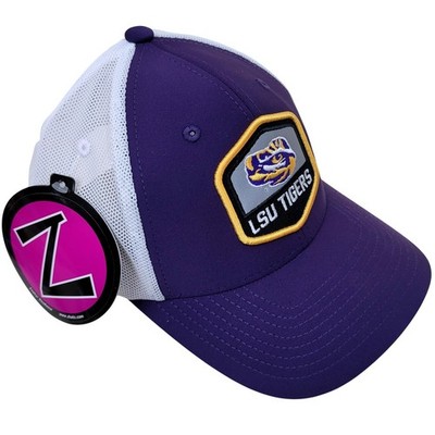LSU Tigers NCAA Embroidered Patch Mesh Back Trucker Hat Purple White Zephyr NWT