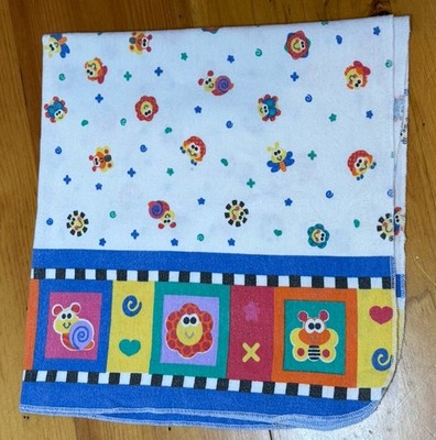 VTG 1999 Fisher Price Receiving Blanket (Checkered + Animals)