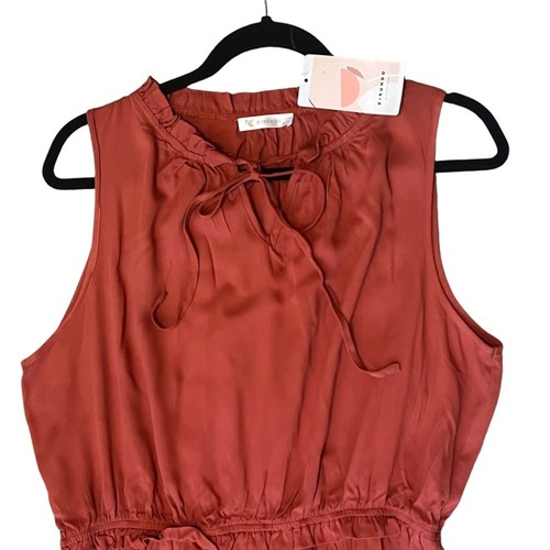 Kirundo Sleeveless Tiered Maxi Dress Womens XL Rusty Pumpkin Spice New With Tags - Picture 4 of 16