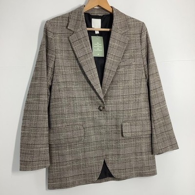 H&M Damen Hahnentritt Blazer Karo Jacke Arbeit Smart Freizeit Gr. XS