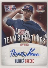 2014 USA Baseball Box Set 15U National Team Signatures Hunter Greene Auto 03wr