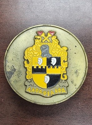 Vintage Alpha Phi Alpha ΑΦΑ Shield Brass Belt Buckle 
