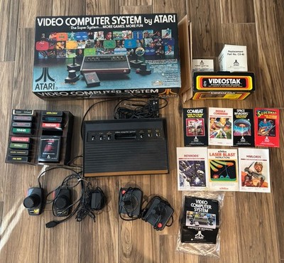 Atari 2600 Console Lot Original Box, 2 Joysticks, 2 Paddles, 12 Games, Manuals