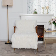 Luxury Real Rex Rabbit Fur Throw Blanket Couch Armchair Mat Bedspread 203x152cm