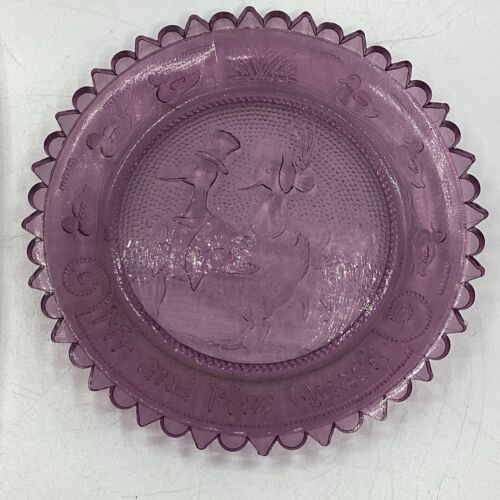 Vintage Thorton Burgess Cup Plate Series Mr & Mrs Quack Purple Glass Plate - Picture 2 of 6
