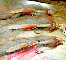 3 V Fly Size 8 Ultimate Rio Grande Conehead Black & Tan Zonker Sea Trout Flies 