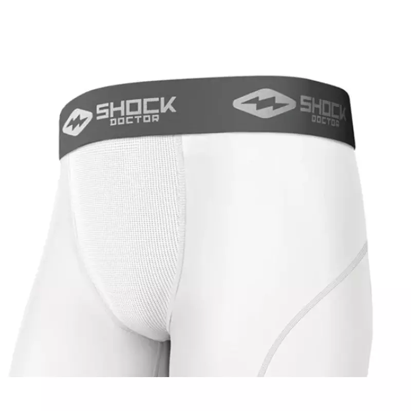 SHOCK DOCTOR CORE COMPRESSION SHORT WITH CUP POCKET, Boys M, White