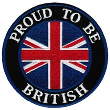 PROUD TO BE BRITISH embroidered iron-on PATCH UK FLAG UNION JACK ENGLAND BRITAIN