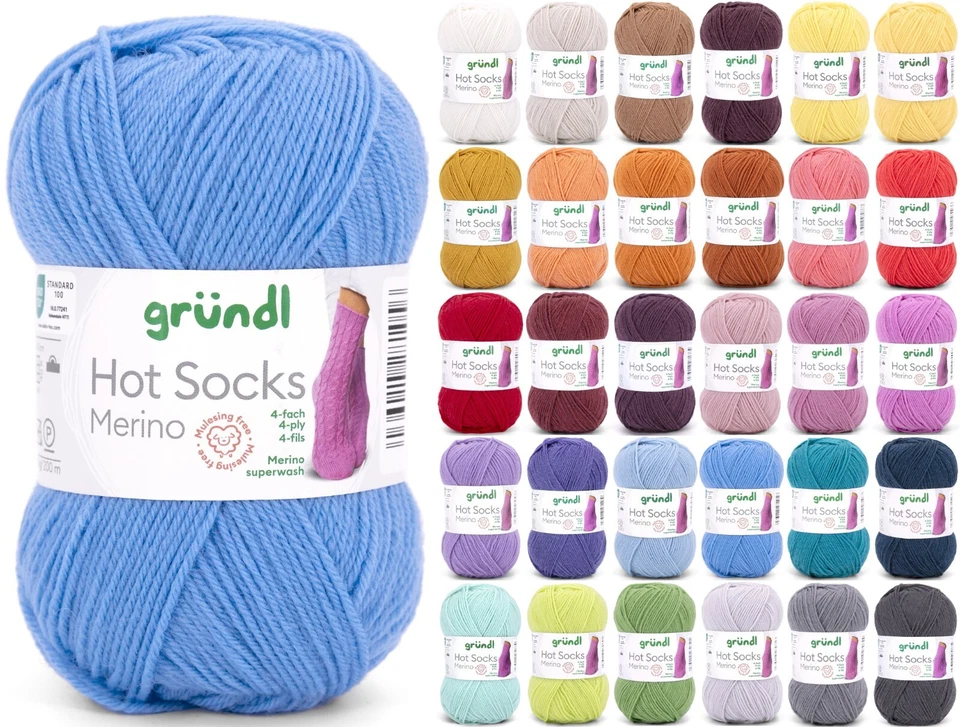 50g Gründl Hot Socks Merino - 4-fach Sockenwolle Garn Stricken (79,80€/kg)