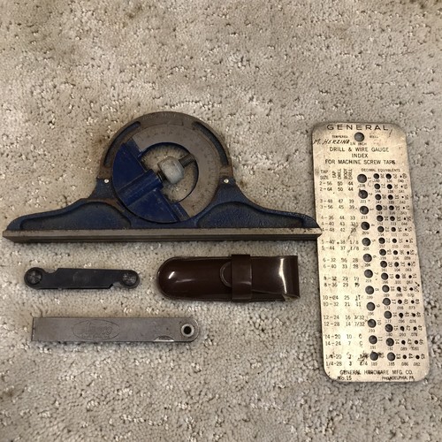 Vintage Machinist Lot Winkelmesser Schraubmesser allgemeiner Bohrer Draht Messhähne - Bild 2 von 13