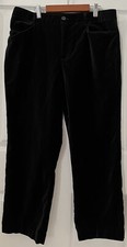 Chaps Women's Size 12 Black Velvet Cropped Pants Slacks Pockets Straight Leg EUC