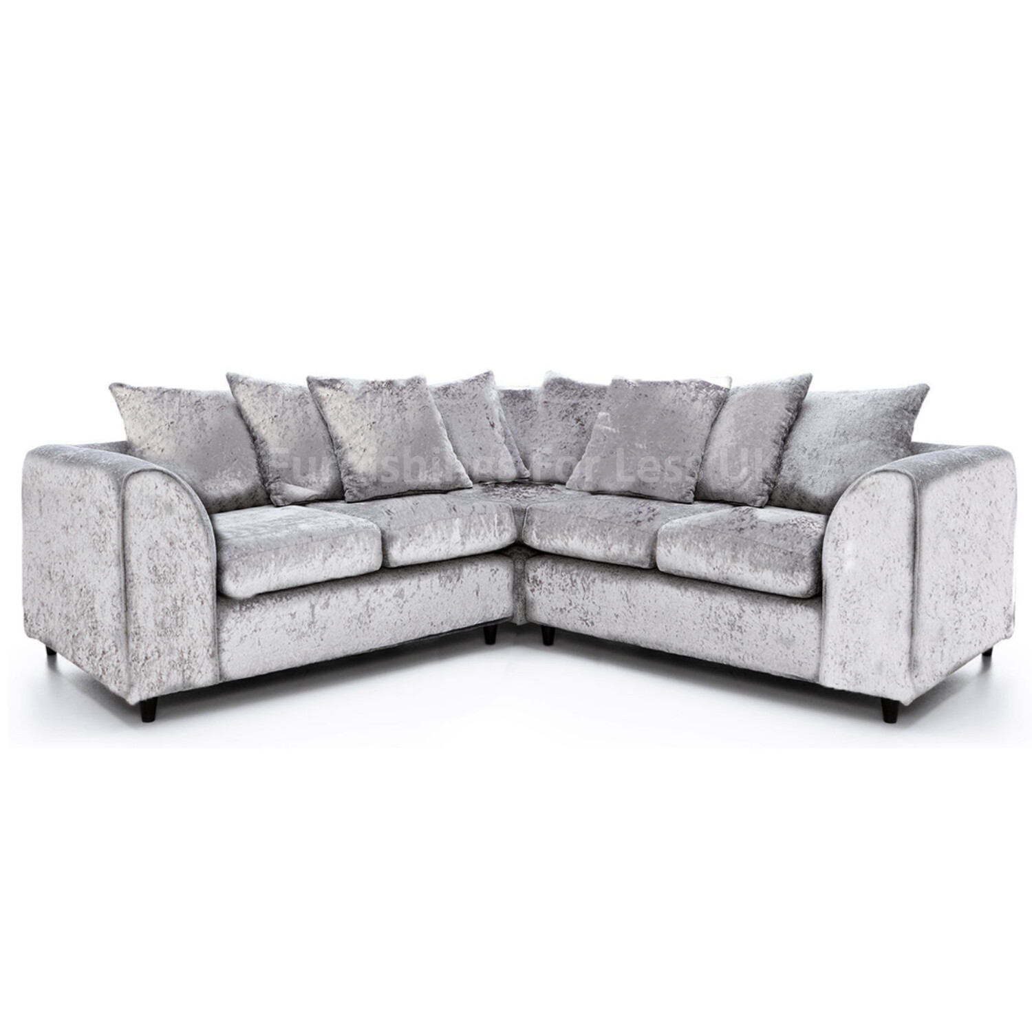 Black Symmetrical Corner Ferguson Sofa Crushed Velvet Silver 3 Seater 2