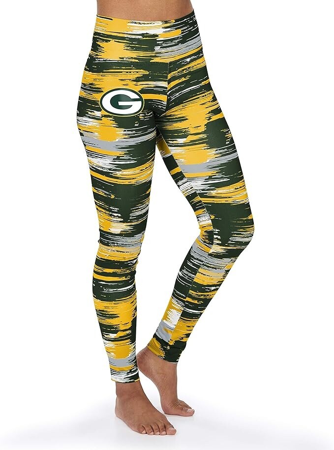 Женские леггинсы Zubaz NFL Green Bay Packers окрашены матовой краской командного цвета