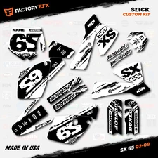 Black & White Slick Racing Graphics Kit fits 02-08 KTM 65sx 65 sx Decal Sticker