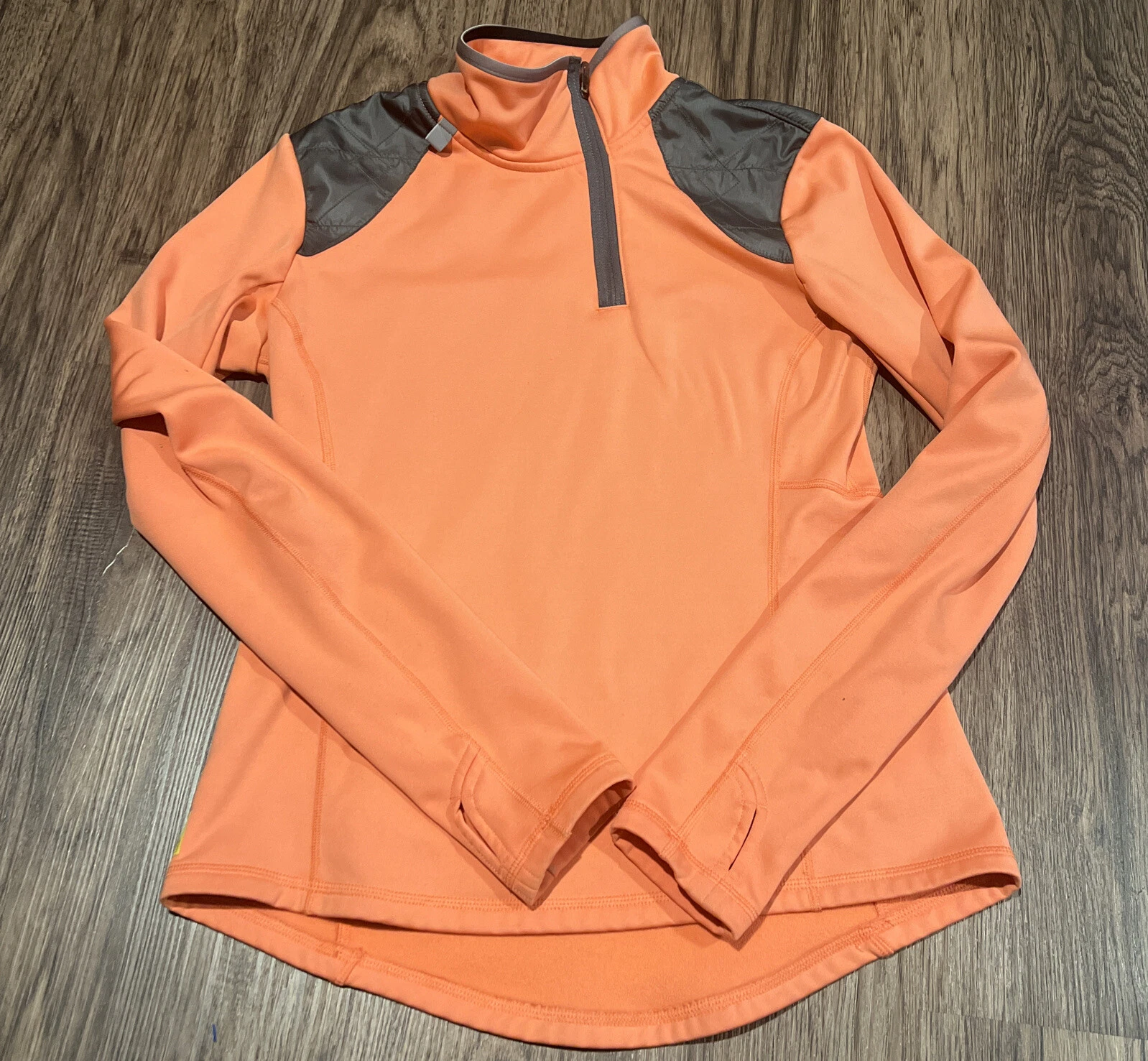 lole 1/4 zip track stretch thumb holes zip pocket jacket