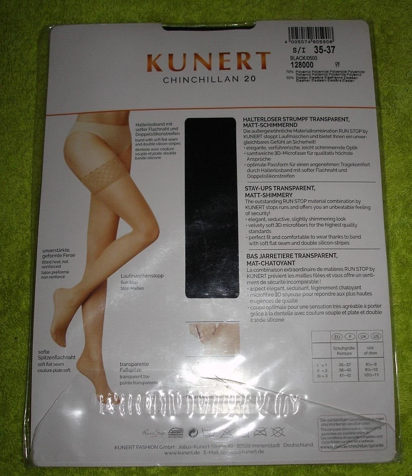 3 x KUNERT chinchillan 20 * Stay-ups halterlose Strümpfe Gr. I * 35-37 * black - Bild 2 von 2
