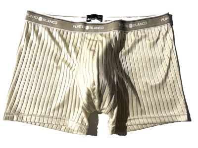 New PUNTO BLANCO Men White See Thru Stripe Microfiber Boxer Brief sz L Underwear