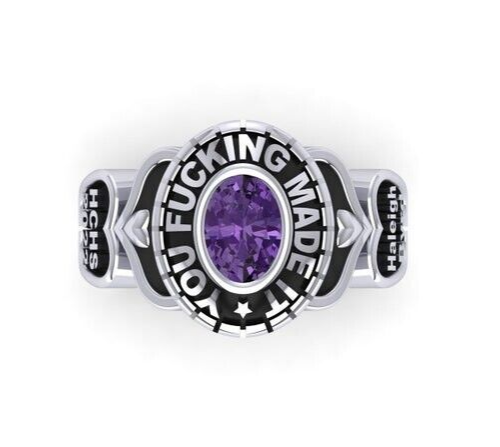 University Fashion Collection Oval Gemstone High School Class Ring