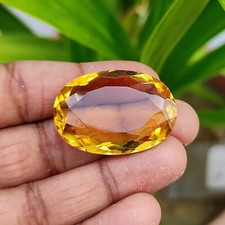 Natural 64.90 Ct With Certificate Brazilian Yellow Citrine Gemstone Oval Shape