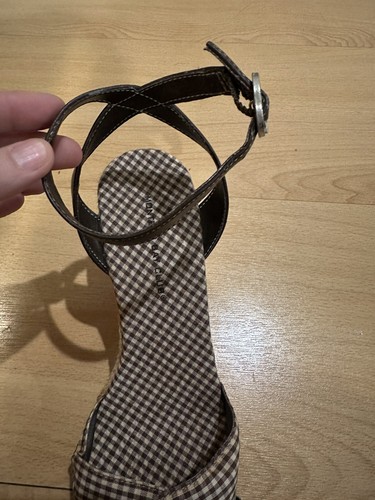 MONTEGO BAY CLUB Women’s Rope Wedge Strappy Sandals, Brown & Cream Checked, Sz 8 - Picture 8 of 21