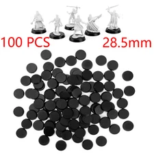 Pack of 100, 28.5mm Plastic Round Bases Miniature Wargames Table gaming TEXTURED