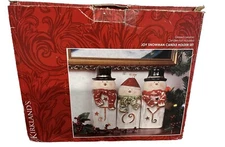 Snowman Candle Holder Set of 3 Ceramic Holiday Decor 8.5"-9" Tall Kirkland's JOY
