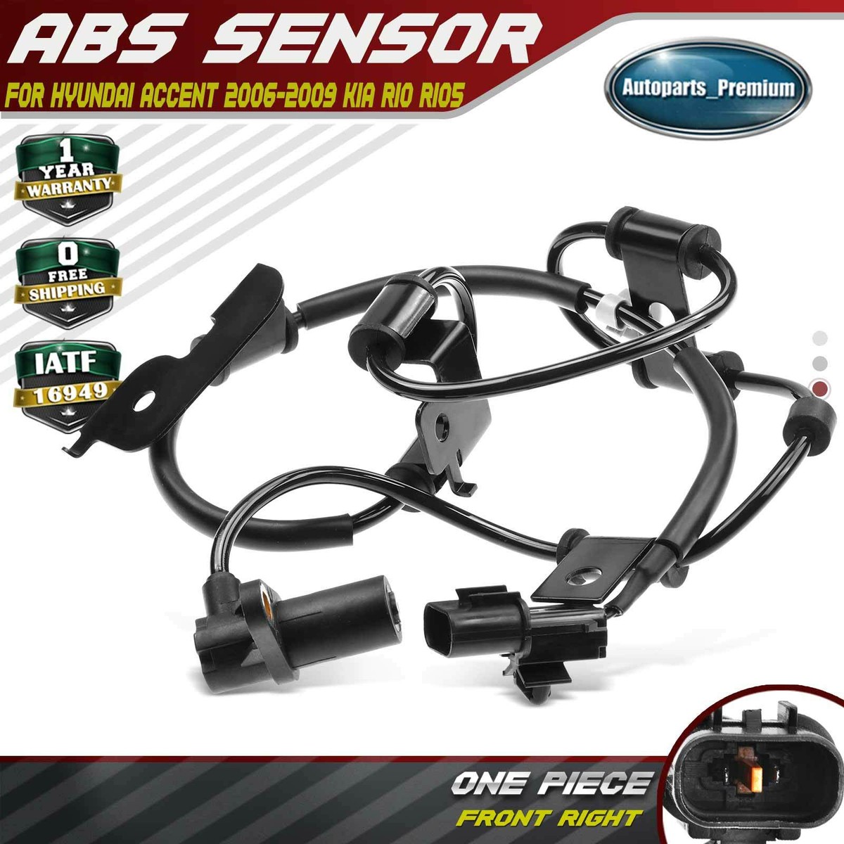 C-HORSE Pair Front ABS Wheel Speed Sensors For Kia Rio Rio5 & Hyundai Accent - Left & Right