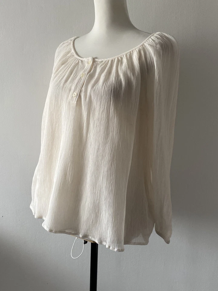 J Crew Ivory Blouse Size 12 UK 8 US Womens Cotton Silk Smocked Neck NEW NWT - Image 4 of 4