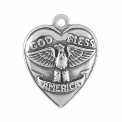 GOD BLESS PRAY AMERICA CHRISTIAN pendant charm 20'' 925 Sterling Silver Necklace