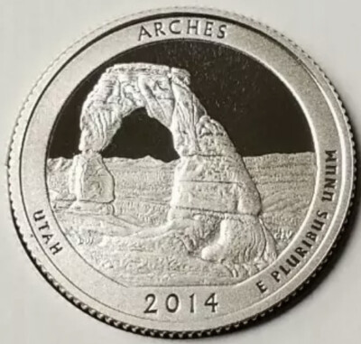  2014-S ATB ARCHES Silver Quarter Deep Cameo Proof 90% SILVER PROOF 