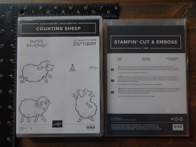 new COUNTING SHEEP Farm Sale-A-Bration Cling Rubber Stamp & Die Set STAMPIN UP