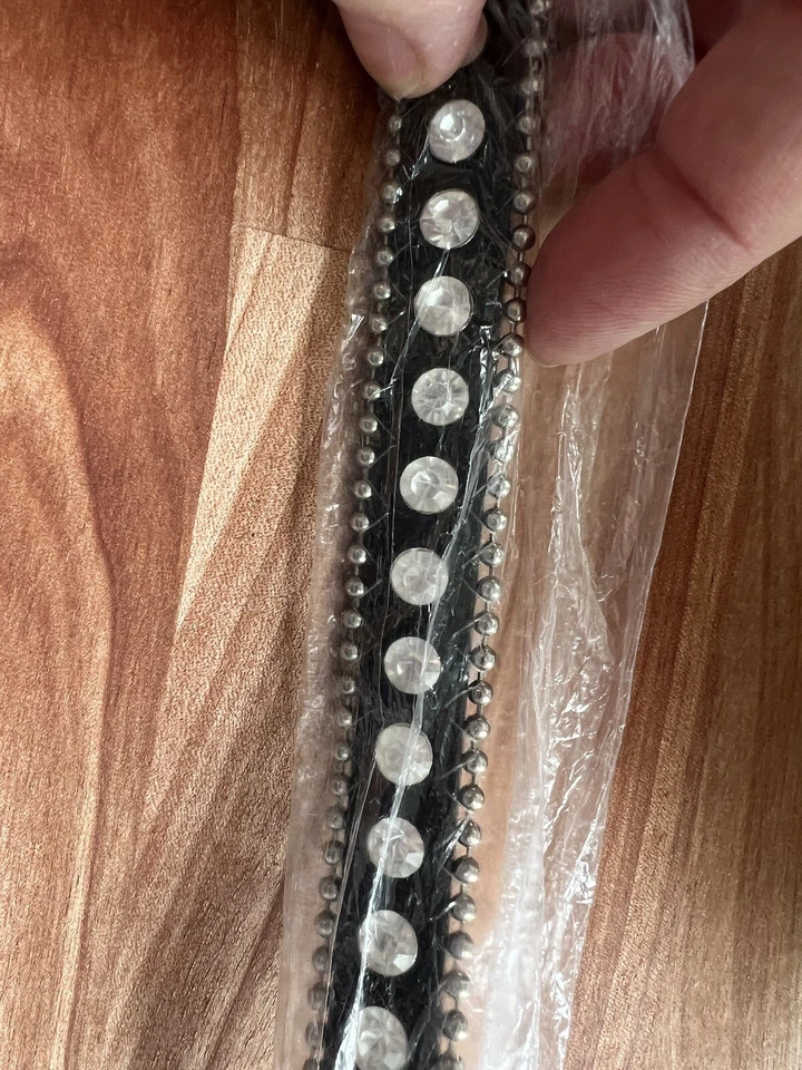 "Nuevo cinturón adornado con diamantes negros e sintéticos 59"" diamantes de imitación" Foto 3 de 4