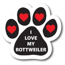I Love My Rottweiler Pawprint Car Magnet 5" Paw Print Auto Truck Decal Magnet